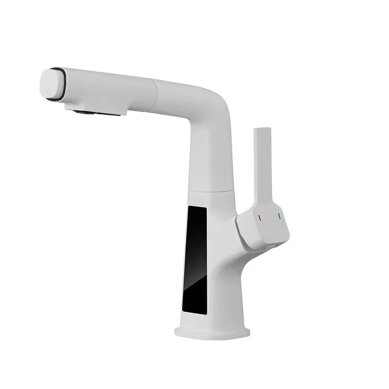 Digital Temperature Display Basin Faucet Pull Out Hot Cold Tap