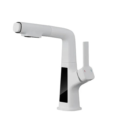 Digital Temperature Display Basin Faucet Pull Out Hot Cold Tap