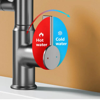 LED Digital Display Basin Faucet with 360° Rotating Sprayer