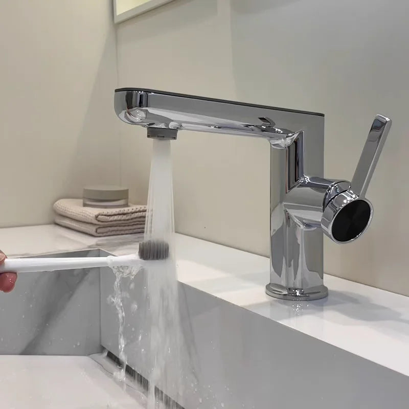 Elegant Zinc Alloy Bathroom Sink Faucet – Hot & Cold, Single Hole
