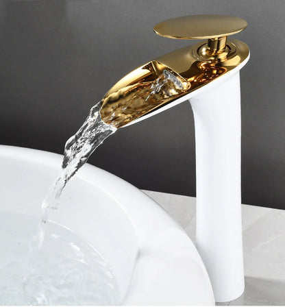 Antique Brass Waterfall Bathroom Faucet – Single Handle Basin Mixer Tap