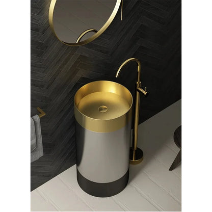 304 Stainless Steel Column Wash Basin Modern Luxury Pedestal Sink