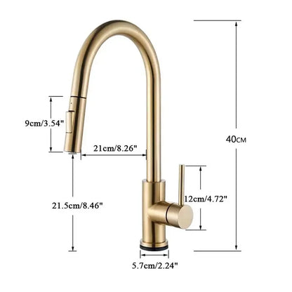 Brushed Gold Touch Sensor Kitchen Faucet 360°