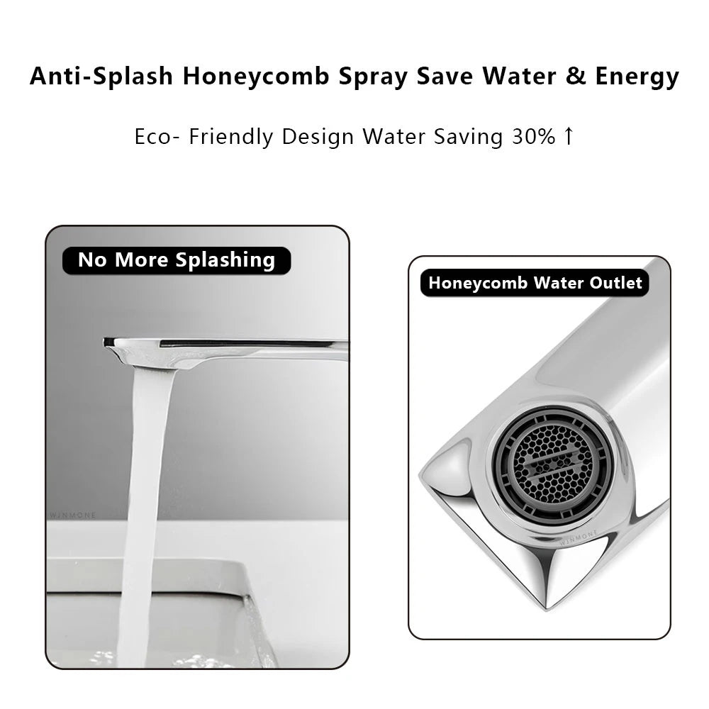 WJNMONE Matte Gray Brass Bathroom Basin Faucet – Hot & Cold