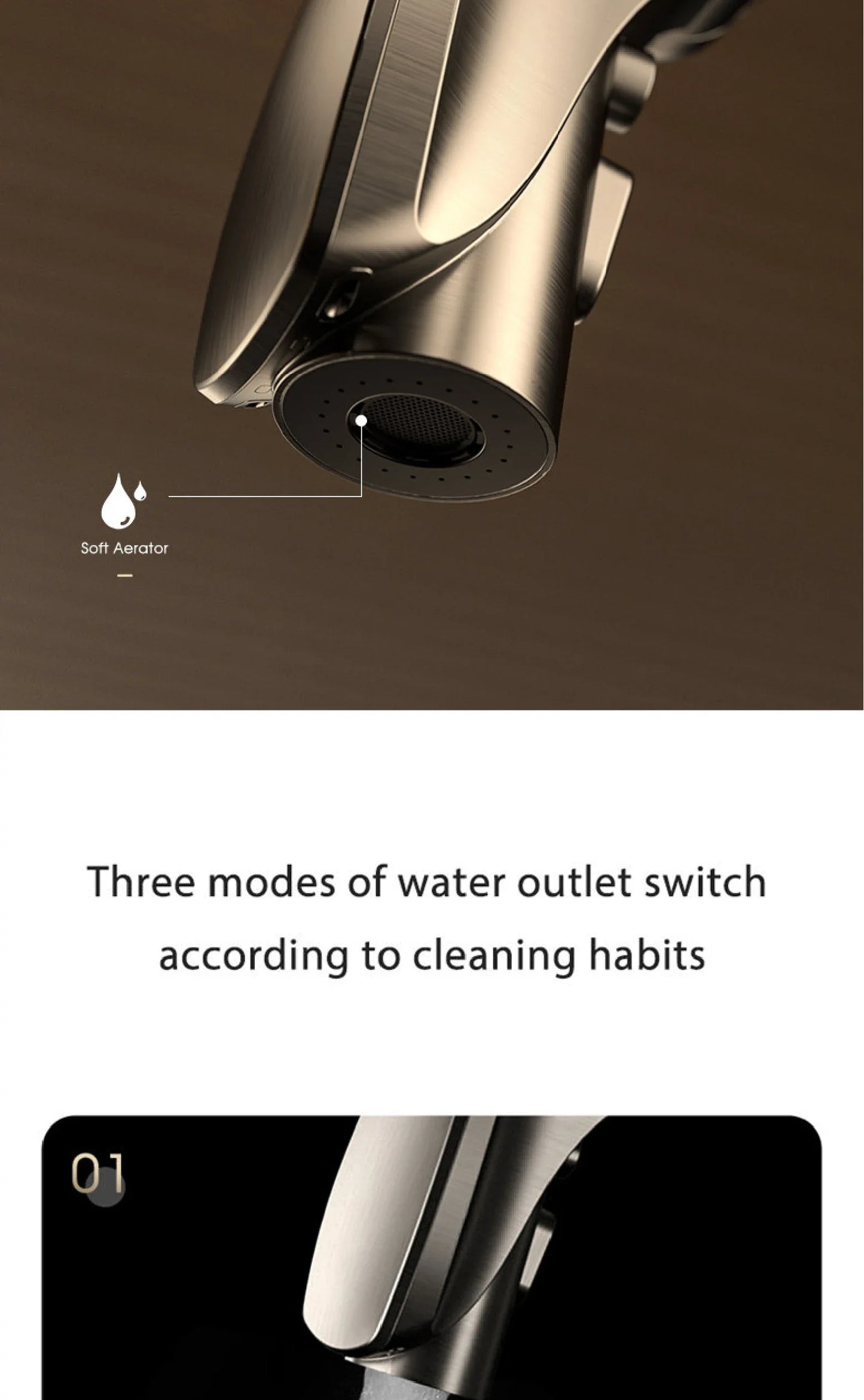 Luxury Gun Gray Brass Kitchen Faucet – Digital Touchless Pull-Out Mixer