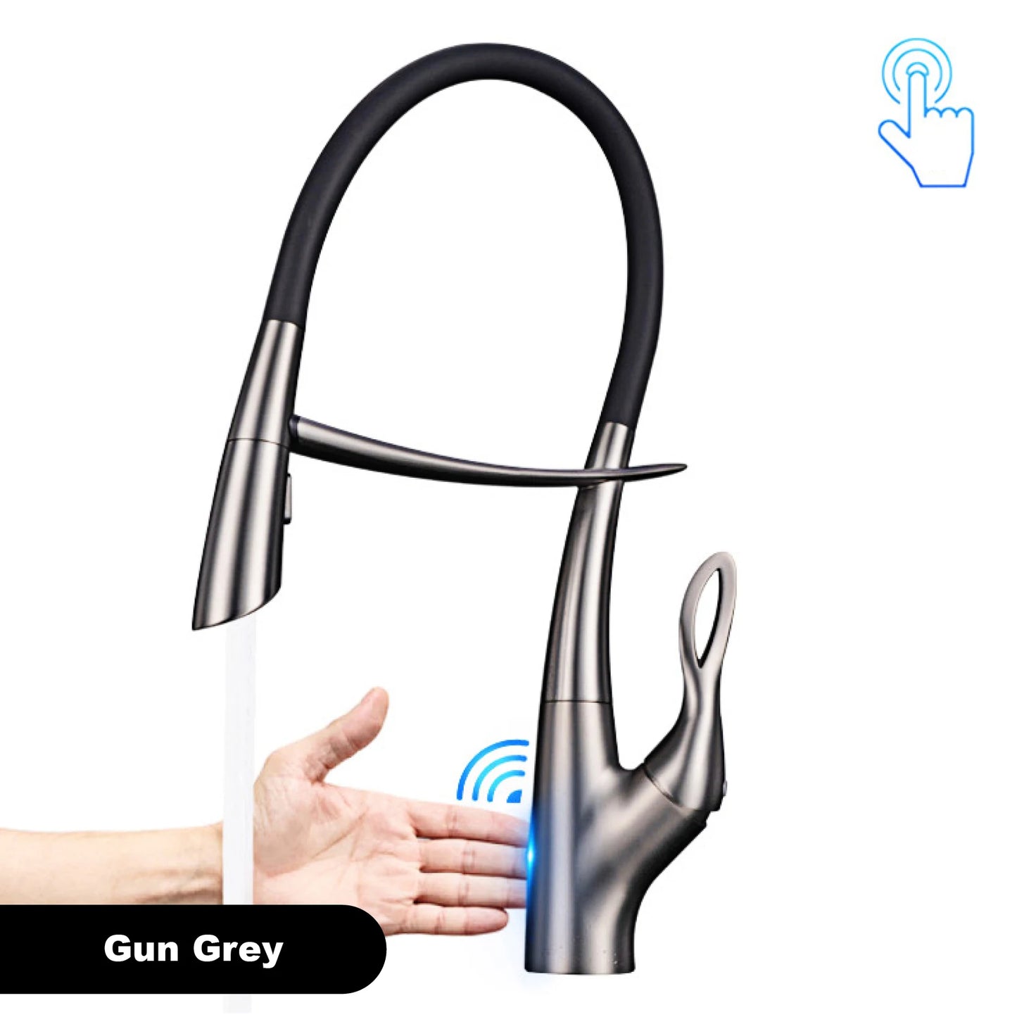 Gestan brass brushed gold kitchen faucet with touch switch design, single handle ceramic valve core, hot and cold water sink Tap