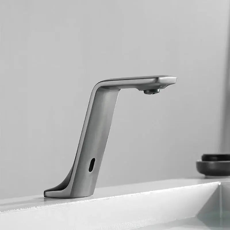 Gun Gray Automatic Sensor Bathroom Basin Faucet Cold Water Tap