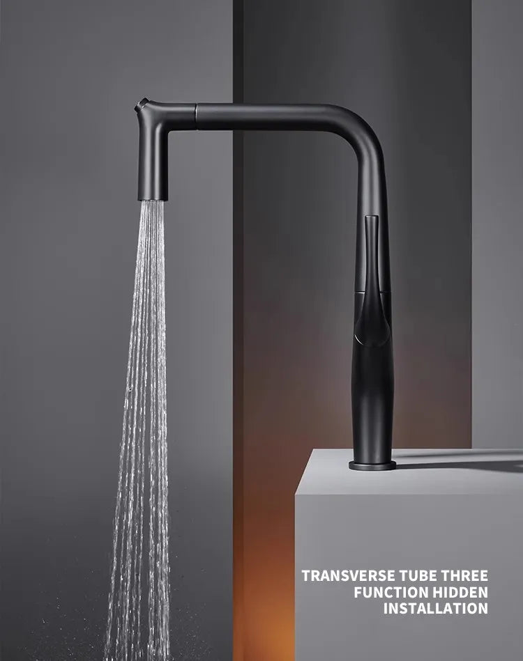 Brushed Gold Pull-Out Kitchen Faucet – Deck Mounted Single Handle