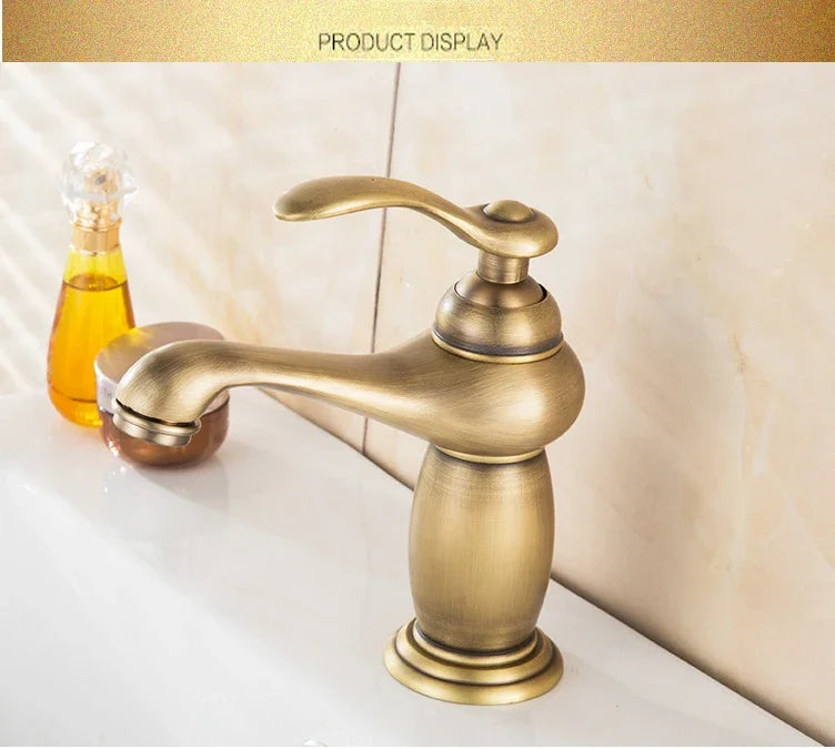 Luxury Europe style antique gold bathroom basin faucet Mixers Taps single handle magic lamp cold and hot water kitchen faucet