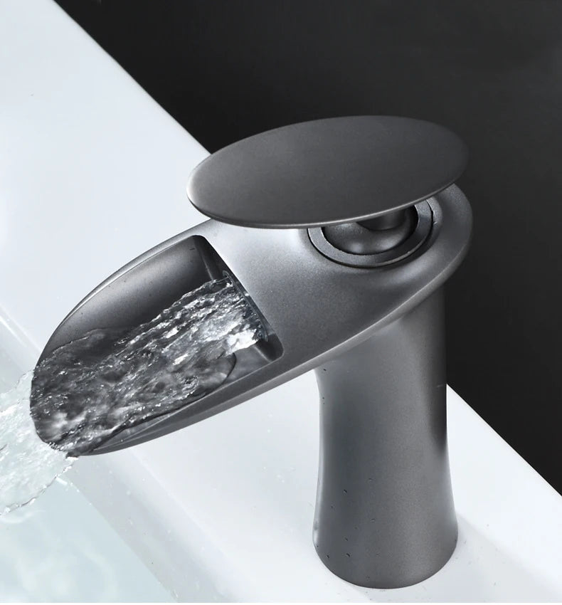 Antique Brass Waterfall Bathroom Faucet – Single Handle Basin Mixer Tap