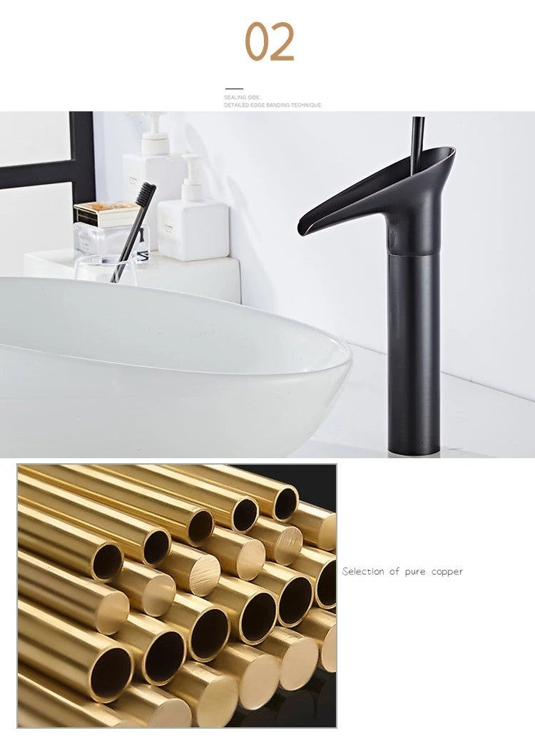 Luxury Waterfall Bathroom Basin Faucet – Hot & Cold, Single Lever