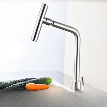 304 Stainless Steel Rotating Kitchen Faucet – Hot & Cold, Single Handle, Brushed Finish