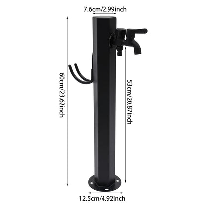 Hexagonal Outdoor Column Faucet 304 Steel Dual Outlet Floor Mount