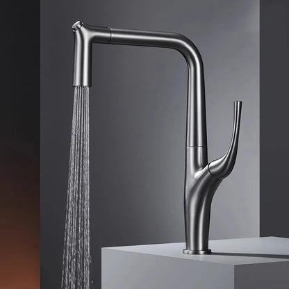 Brushed Gold Pull-Out Kitchen Faucet – Deck Mounted Single Handle