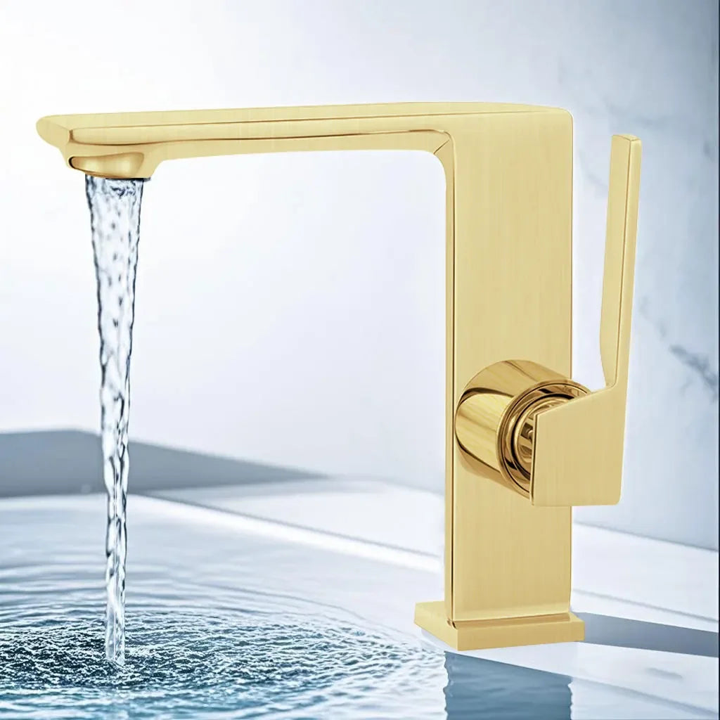 WJNMONE Matte Gray Brass Bathroom Basin Faucet – Hot & Cold