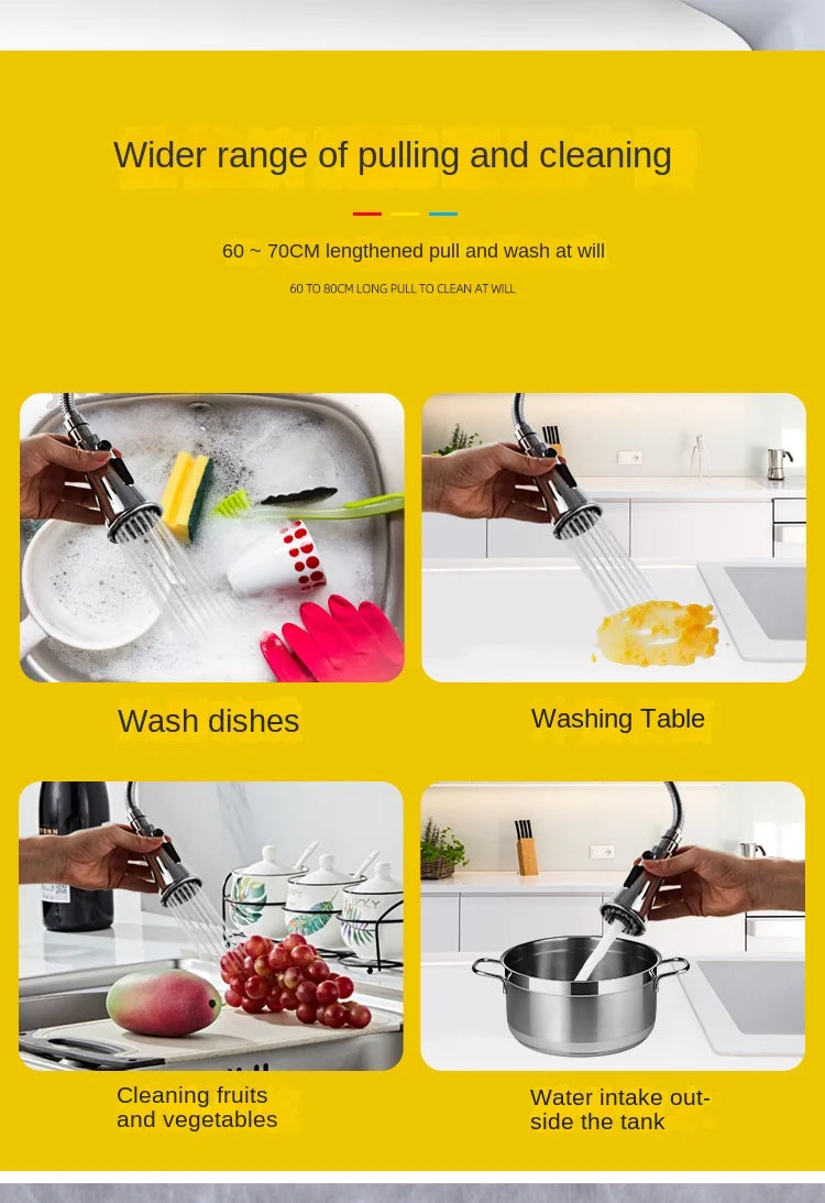 BAKALA Pull-Out Kitchen Faucet – Single Handle, 360° Swivel, Hot & Cold