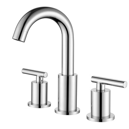 Solid Brass Bathroom Basin Faucet Dual Handle 3 Hole Tap
