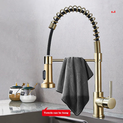 Matte Black Pull-Out Kitchen Faucet 360° Mixer Tap