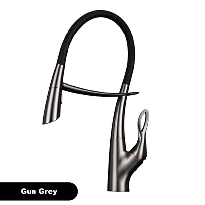 Gestan brass brushed gold kitchen faucet with touch switch design, single handle ceramic valve core, hot and cold water sink Tap