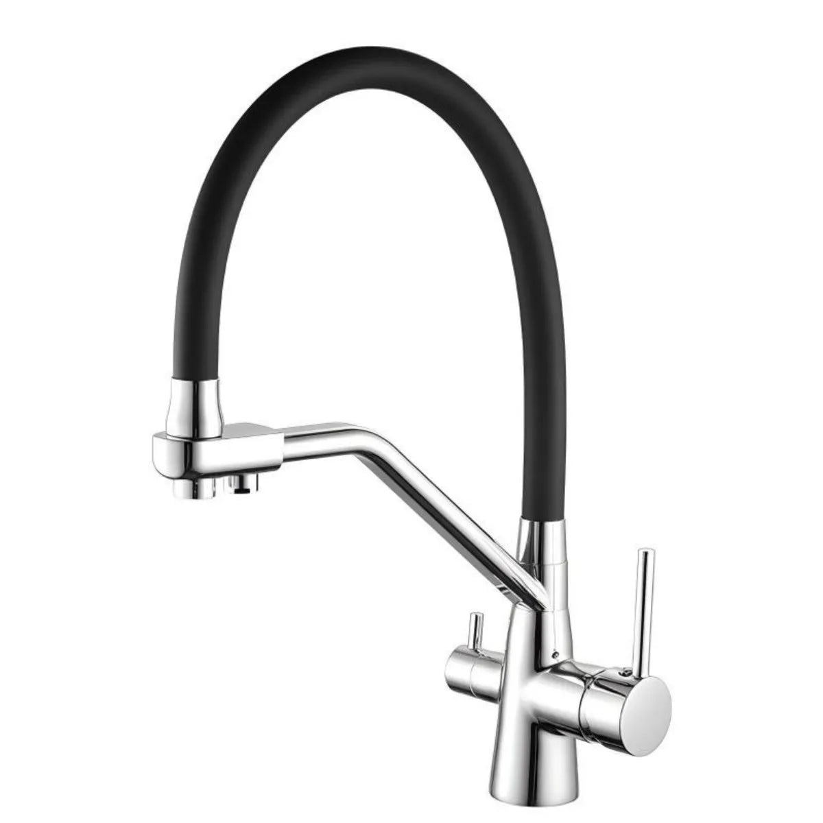 Modern Brass Kitchen Faucet with Pull-Out Filtered Water – Hot & Cold