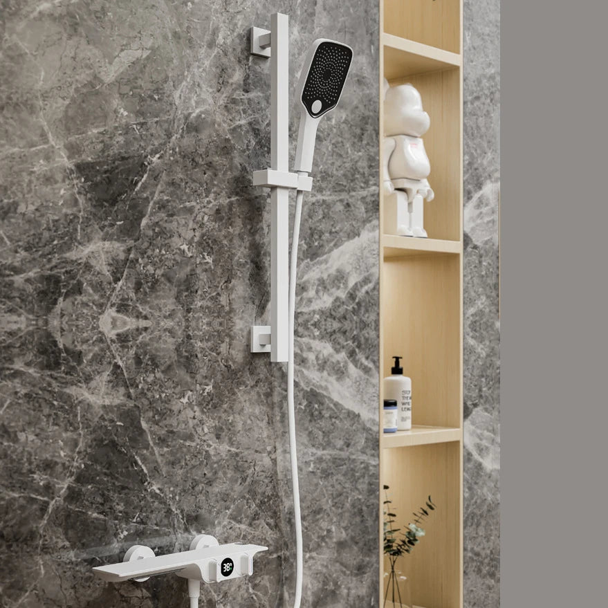 Wall-Mounted Bathtub Faucet with Temperature Display & Waterfall Shelf