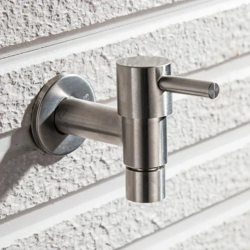 304 Stainless Steel Wall Mount Garden Faucet Brushed Outdoor Tap