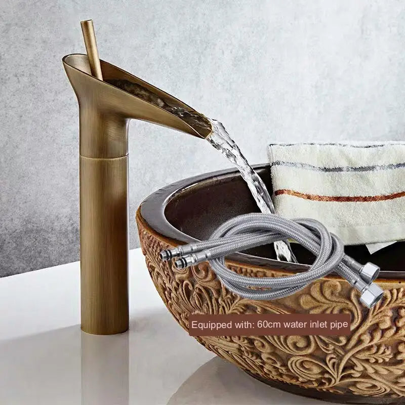 Luxury Waterfall Bathroom Basin Faucet – Hot & Cold, Single Lever