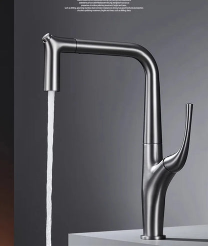 Brushed Gold Pull-Out Kitchen Faucet – Deck Mounted Single Handle