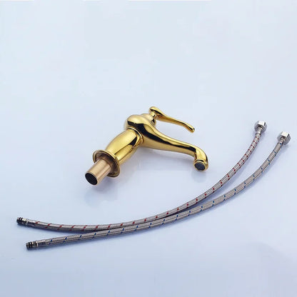Luxury Europe style antique gold bathroom basin faucet Mixers Taps single handle magic lamp cold and hot water kitchen faucet