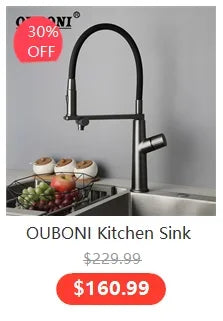 OUBONI Black Digital Display Basin Faucet – Hot & Cold Mixer, Modern Chrome Design