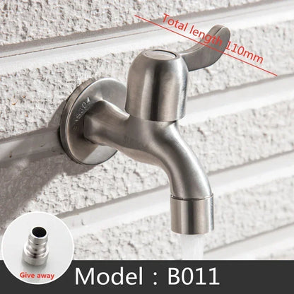 304 Stainless Steel Wall Mount Garden Faucet Brushed Outdoor Tap