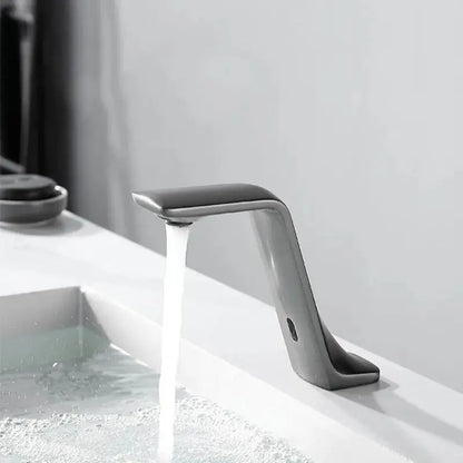 Gun Gray Automatic Sensor Bathroom Basin Faucet Cold Water Tap