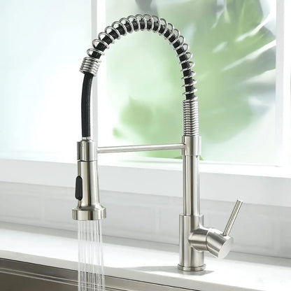 Matte Black Pull-Out Kitchen Faucet 360° Mixer Tap