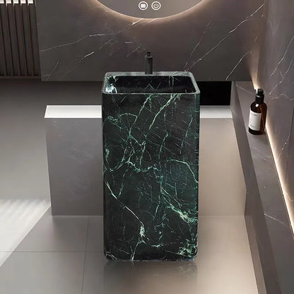 Natural Marble Pedestal Wash Basin Luxury Nordic Bathroom Sink
