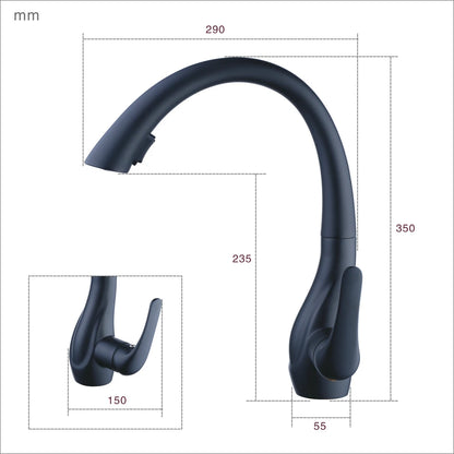 BAKALA Pull-Out Kitchen Faucet – Single Handle, 360° Swivel, Hot & Cold