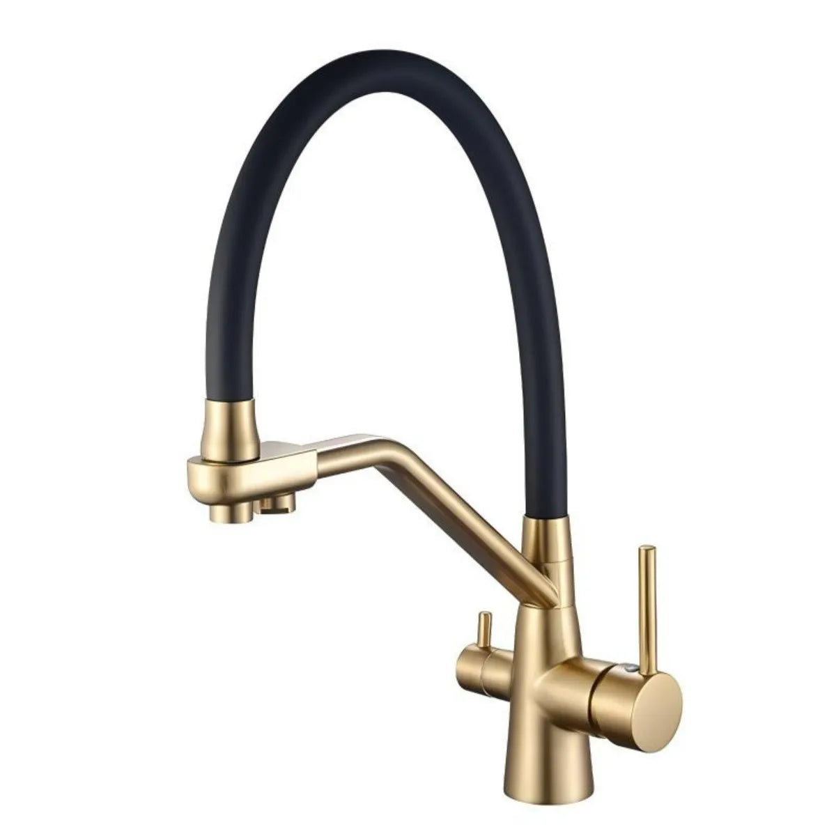 Modern Brass Kitchen Faucet with Pull-Out Filtered Water – Hot & Cold