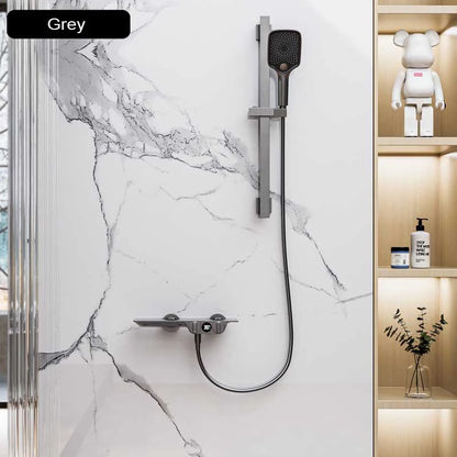 Wall-Mounted Bathtub Faucet with Temperature Display & Waterfall Shelf