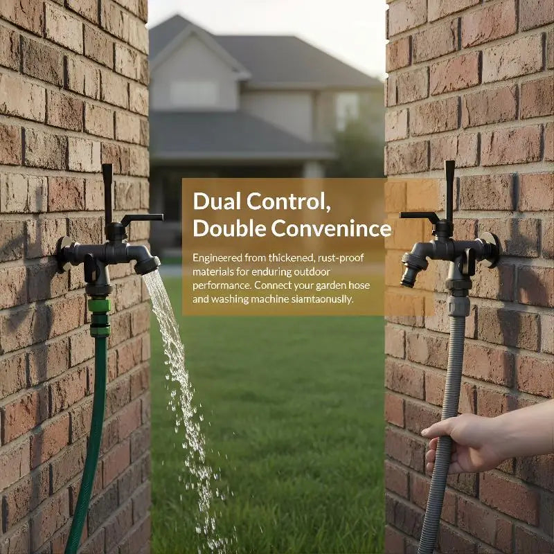 Freeze Proof Dual Outlet Garden Faucet Zinc Alloy G1/2 Tap Valve