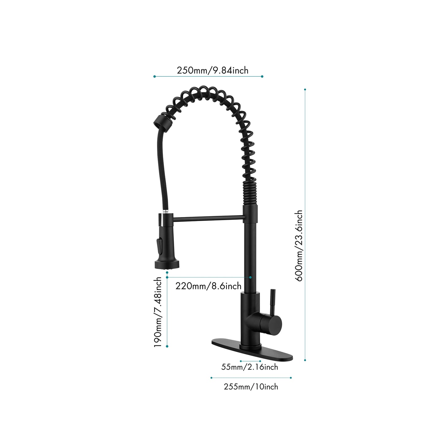 Solid Brass Pull Down Kitchen Faucet with High Arc Sprayer