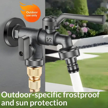 Freeze Proof Dual Outlet Garden Faucet Zinc Alloy G1/2 Tap Valve