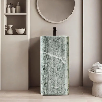 Natural Marble Pedestal Wash Basin Luxury Nordic Bathroom Sink