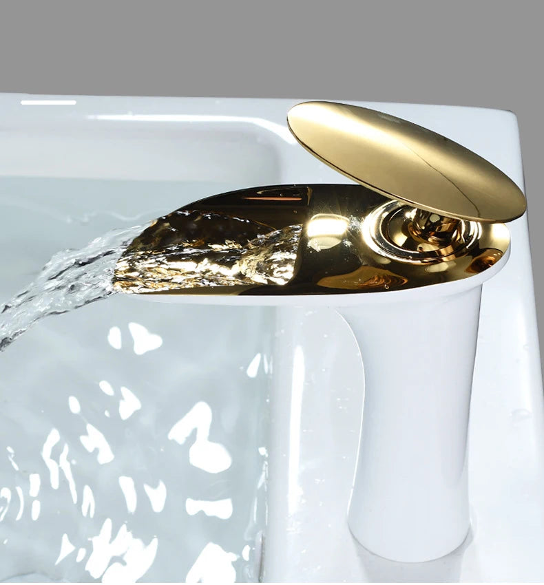 Antique Brass Waterfall Bathroom Faucet – Single Handle Basin Mixer Tap