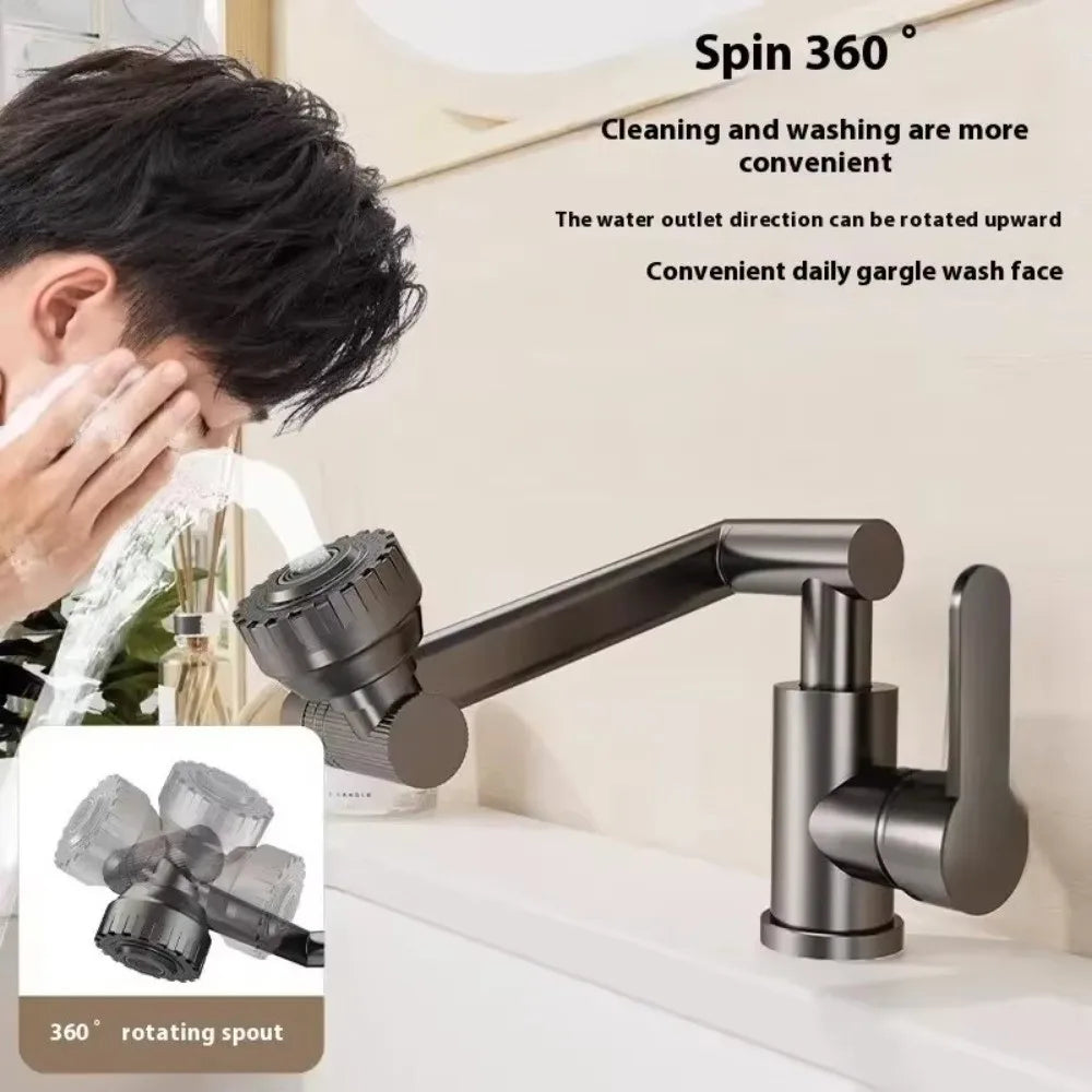 360° Rotating Robotic Arm Faucet Dual Mode Water Saver Tap
