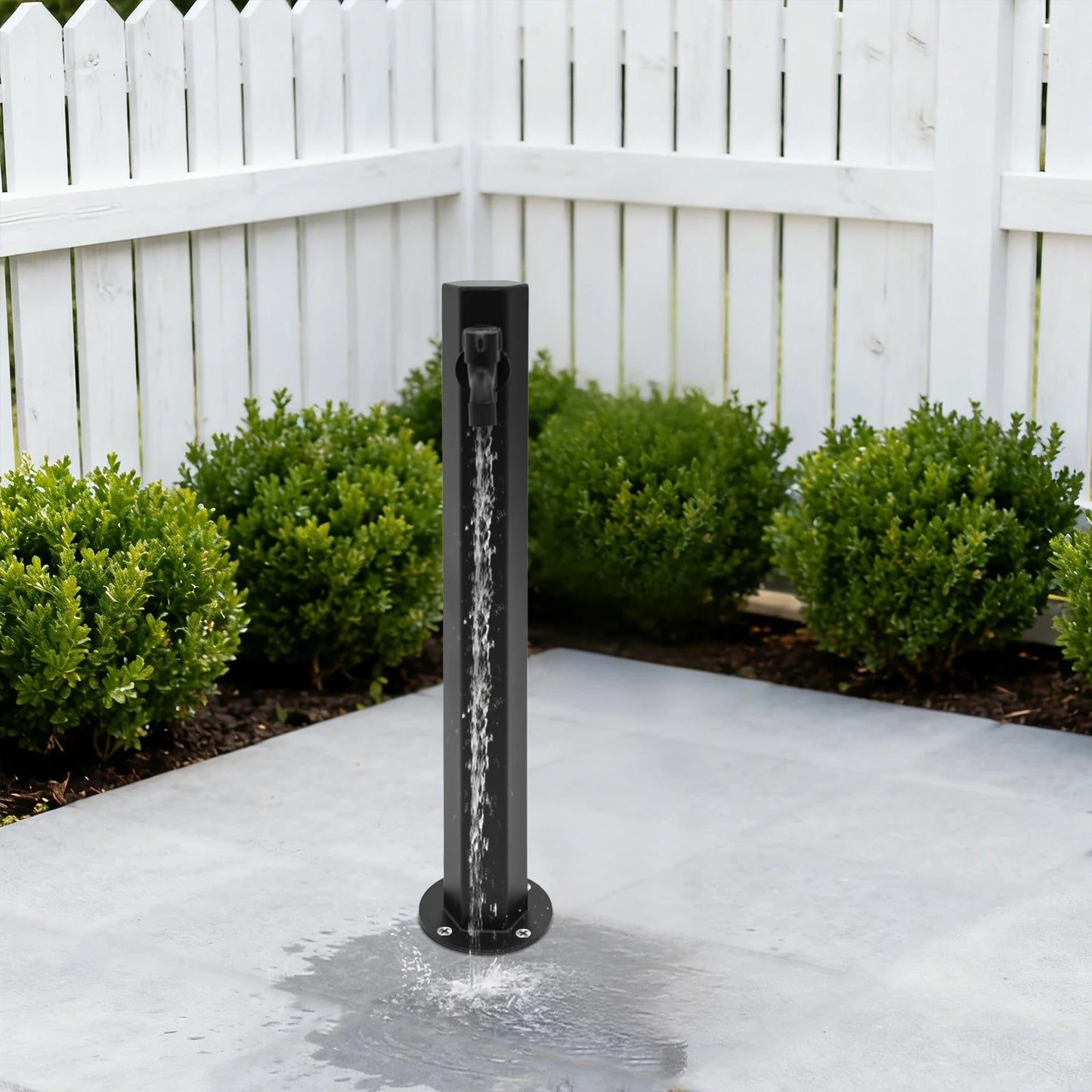 Hexagonal Outdoor Column Faucet 304 Steel Dual Outlet Floor Mount