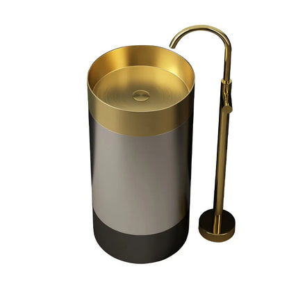 304 Stainless Steel Column Wash Basin Modern Luxury Pedestal Sink