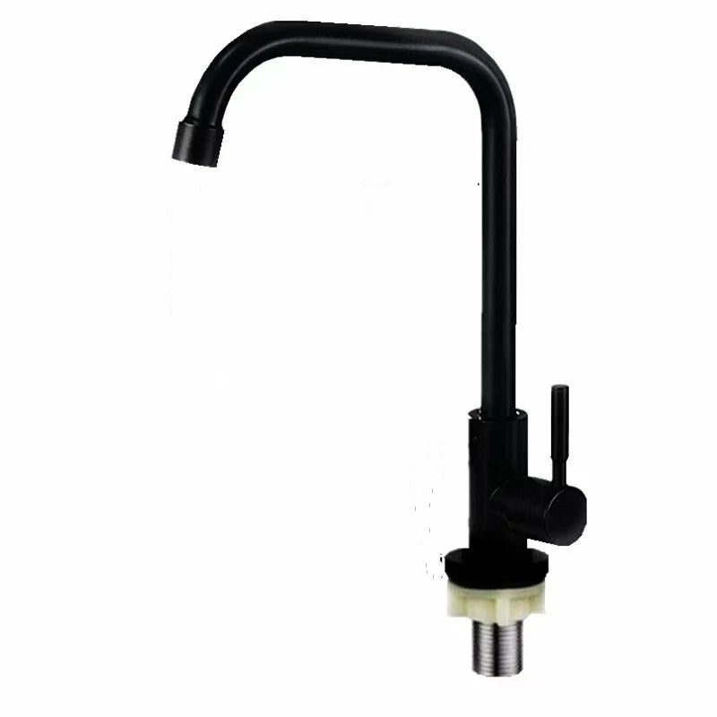 Black kitchen faucet on a white background