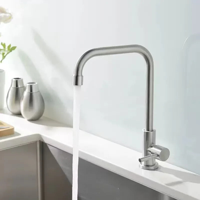 Stainless Steel Single Cold Kitchen Faucet – Single Handle, Deck Mounted