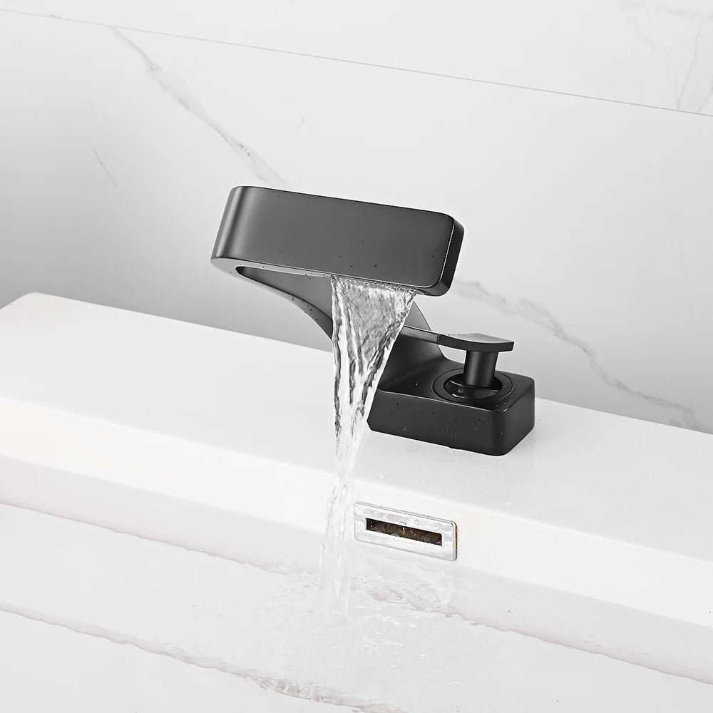 Black Brass Basin Faucet Single Hole Hot & Cold Mixer Sink Tap