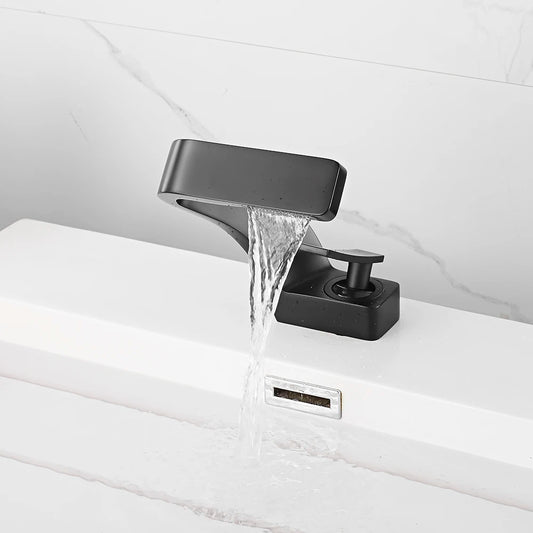 Black Brass Basin Faucet Single Hole Hot & Cold Mixer Sink Tap