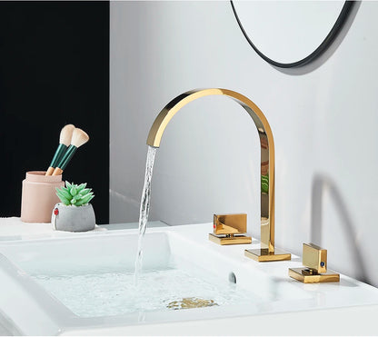 Brushed Gold Bathroom Basin Faucet Hot Cold Mixer Sink Tap